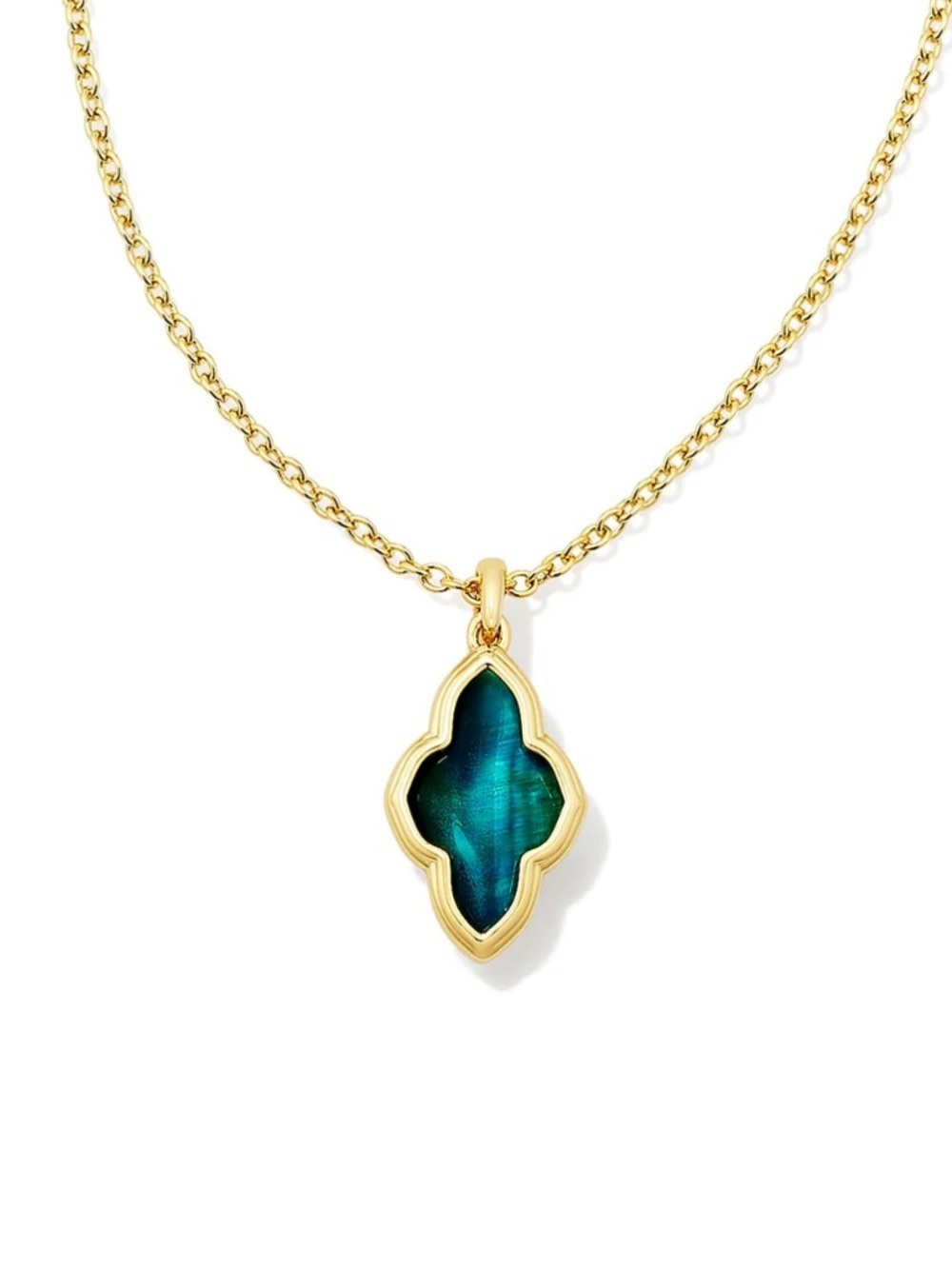 Kendra Scott Gold Necklace with Teal Green Pendant